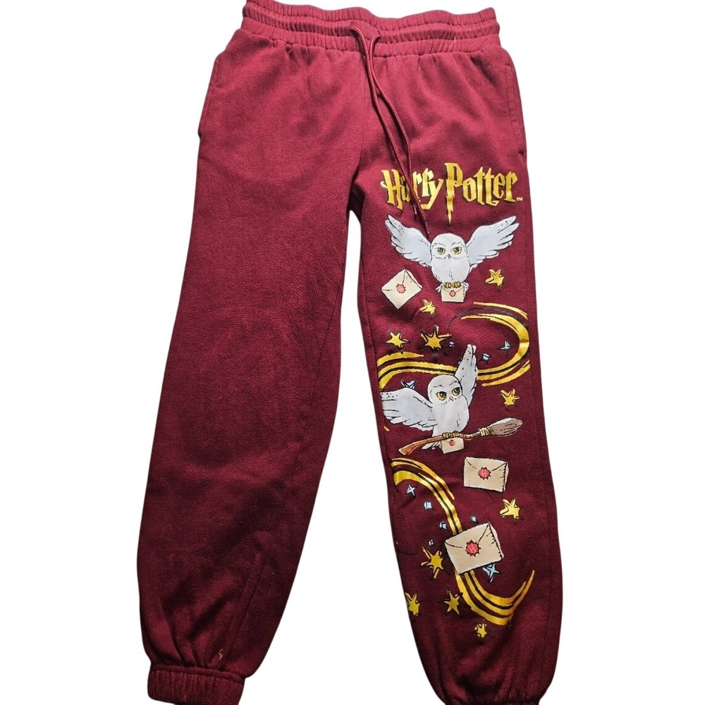Harry Potter Hedwig Owl Burgundy Jogger Sweatpants XS LJ42411LB Wizarding World